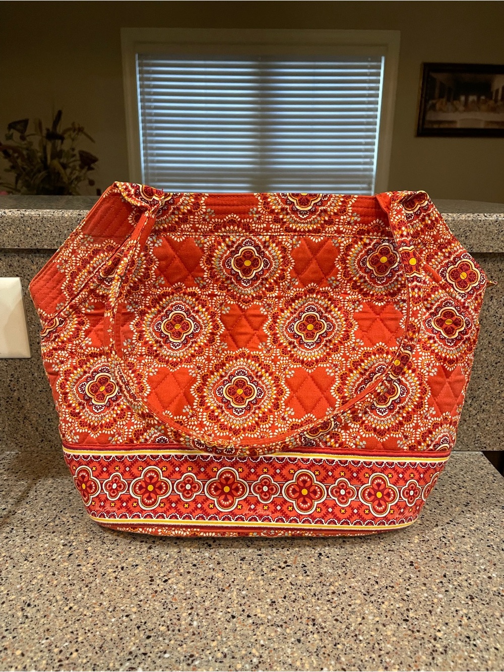 Vera Bradley Quilted Tote in Orange Floral Medallion